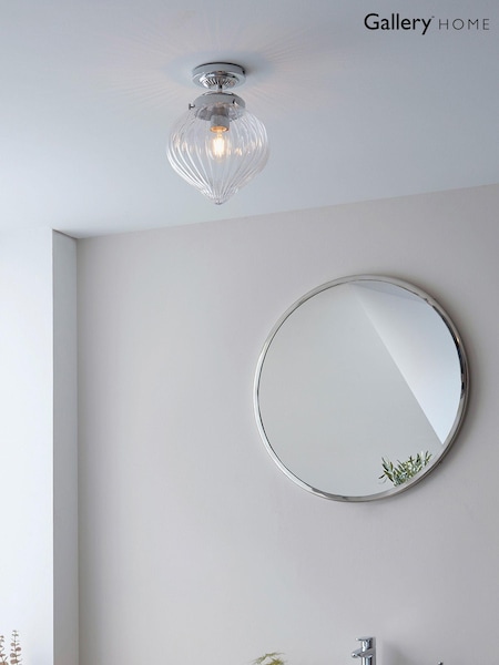 Gallery Home Chrome Chilwick Glass 1 Bulb Bathroom Ceiling Light (N41367) | £91