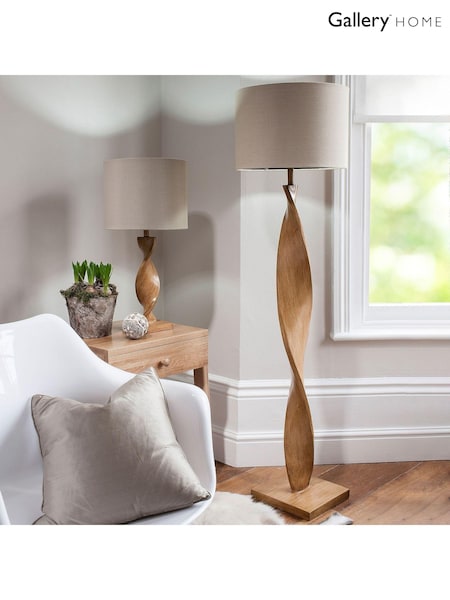 Gallery Home Brown Brooks Wooden Floor Lamp (N41402) | £285