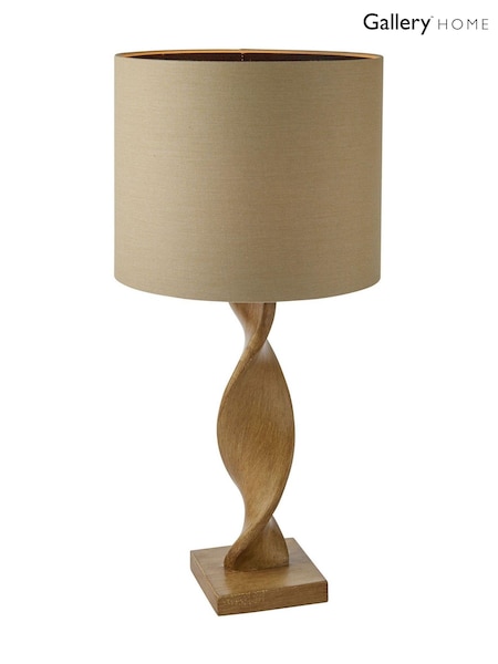 Gallery Home Brown Brooks Wooden Table Lamp (N41631) | £114
