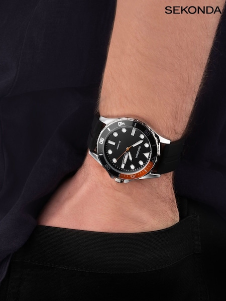 Sekonda Mens Balearic Rubber Strap Black Watch (N42030) | £40