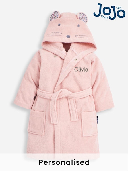 JoJo Maman Bébé Pink Personalised Mouse Dressing Gown (N42165) | £33.50