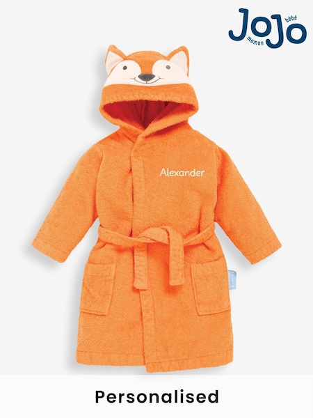 JoJo Maman Bébé Rust Personalised Fox Cotton Dressing Gown (N42167) | £33.50