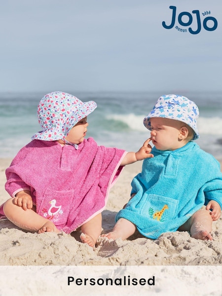 JoJo Maman Bébé Pink Personalised Towelling Poncho (N42168) | £28