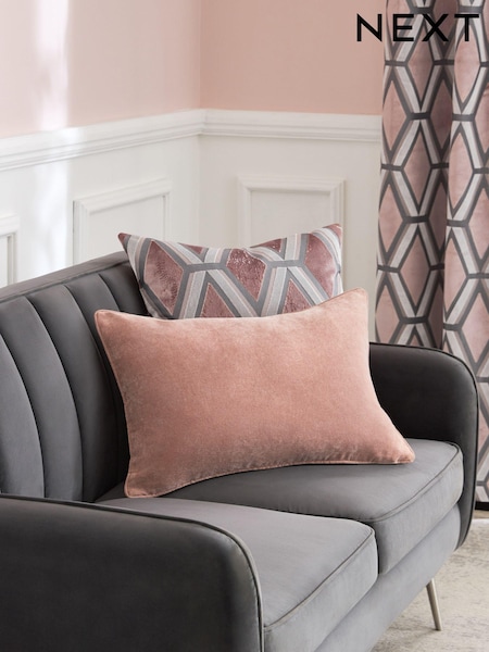 Blush Pink 40 x 59cm Soft Velour Cushion (N42191) | £12