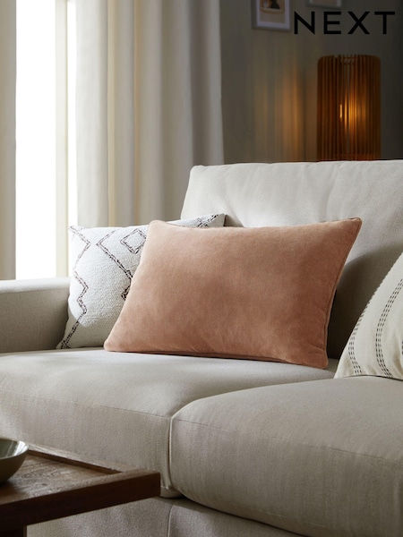Latte Natural 40 x 59cm Soft Velour Cushion (N42206) | £12