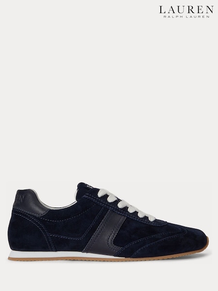 Blue - Lauren Ralph Lauren Dani Low Profile Suede And Leather Trainers