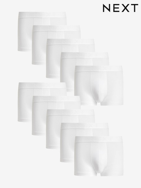 White 10 pack Cotton Rich Blend Hipsters Boxers (N42505) | £46