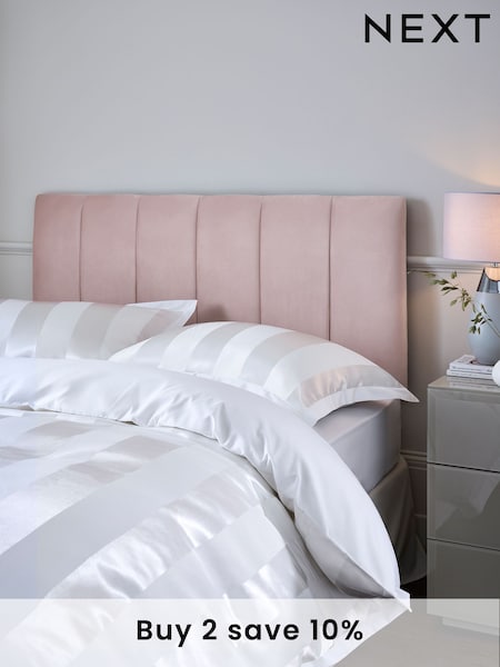 Opulent Velvet Blush Pink Panel Upholstered Headboard (N42591) | £190 - £240