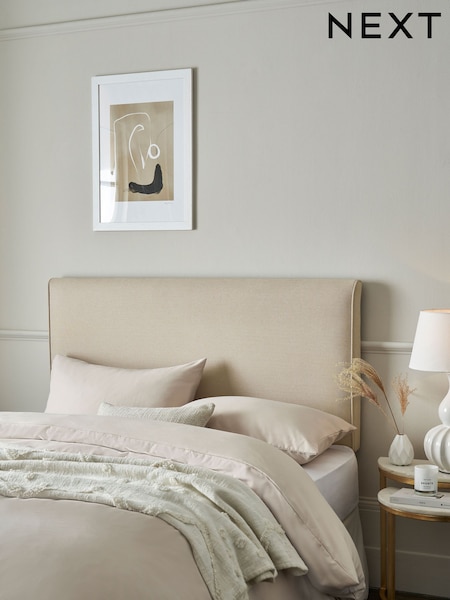 Contemporary Tweed Natural Linen Contemporary Upholstered Headboard (N42592) | £155 - £230