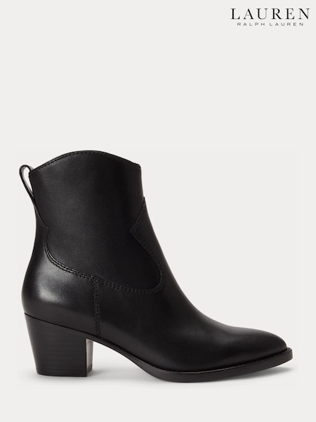 Black - Lauren Ralph Lauren Harpher Suede Western Ankle Boots