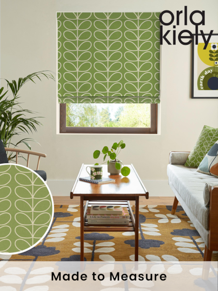 Orla Kiely Chalky Green Jumbo Linear Stem Made to Measure Roman 100% Cotton Blinds (N43082) | £79