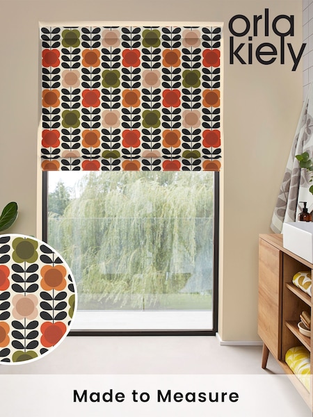 Orla Kiely Tomato/Pink Spot Flower Stem Made to Measure Roman 100% Cotton Blinds (N43097) | £79