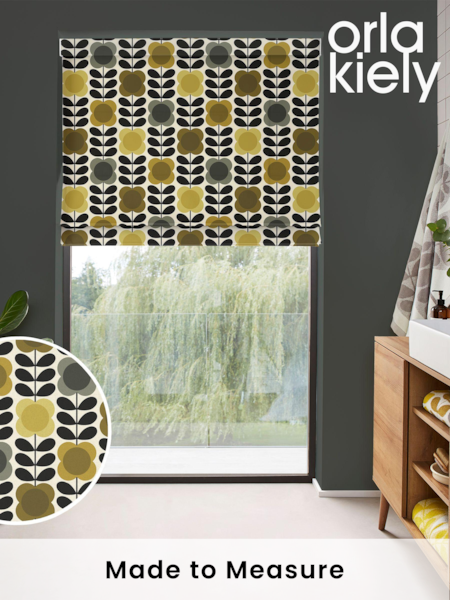 Orla Kiely Yellow/Grey Spot Flower Stem Made to Measure Roman 100% Cotton Blinds (N43098) | £79