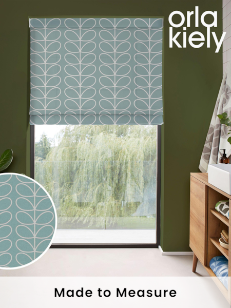 Orla Kiely Aqua Jumbo Linear Stem Made to Measure Roman 100% Cotton Blinds (N43099) | £79