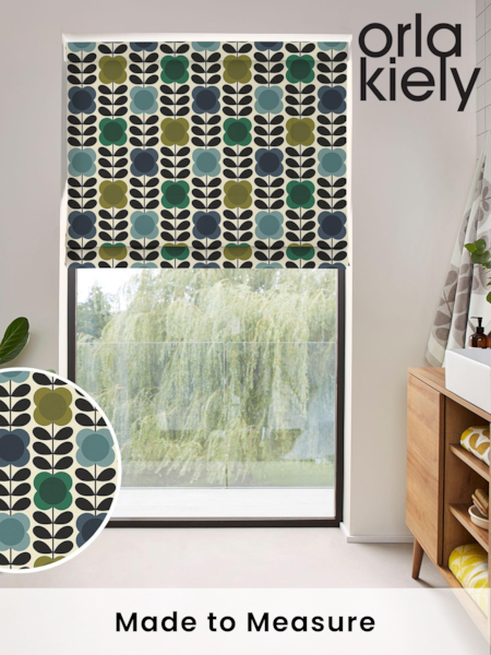 Orla Kiely Blue/Green Spot Flower Stem Made to Measure Roman 100% Cotton Blinds (N43108) | £79