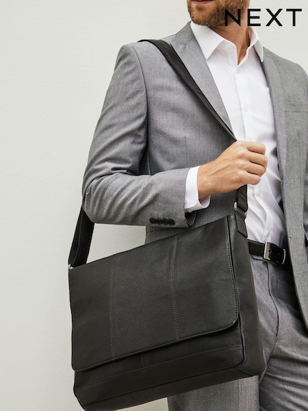 Black Signature Leather Messenger Bag (N43289) | £65