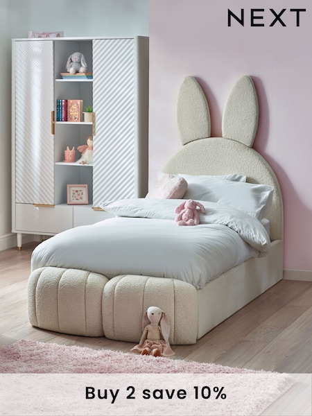 Casual Boucle Natural Oyster Kids Bunny Upholstered Drawer Bed (N43296) | £560