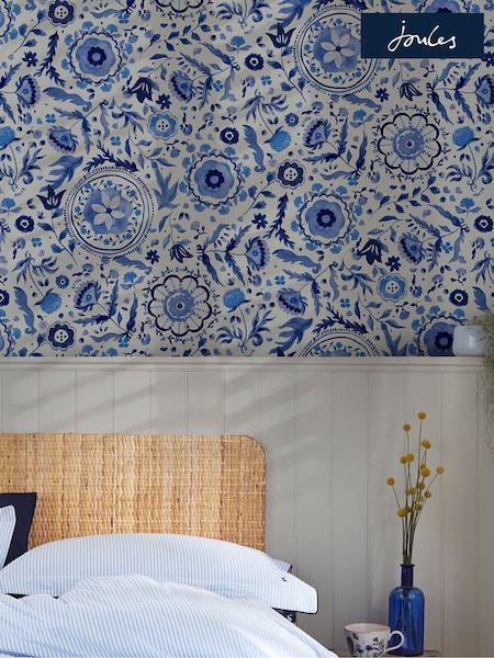 Joules Blue Festival Flowers 10M Wallpaper (N43578) | £48