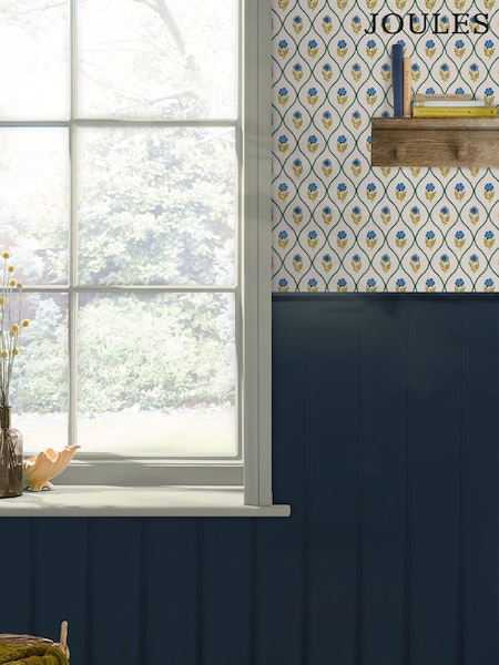 Joules Gold Trellis Floral 10M Wallpaper (N43580) | £48