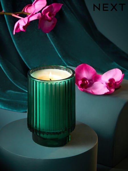 Teal Blue Small Dark Orchid and Patchouli Scented Candle (N43677) | £10