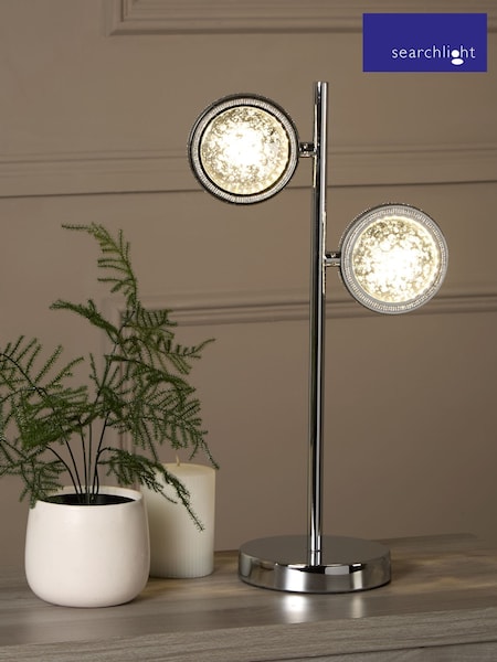 Searchlight Chrome Arum Chrome  Bubble Glass 2Lt Table Lamp (N44093) | £56
