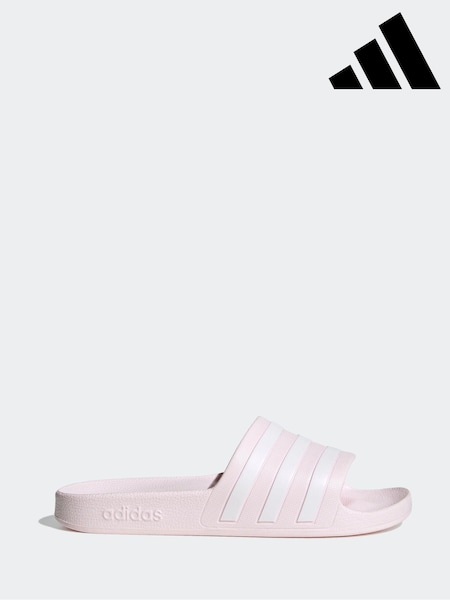 adidas Pink white Adilette Aqua Sliders (N44396) | £20