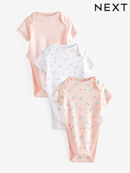Pink Hip Dysplasia Short Sleeve 100% Cotton Bodysuits 3 Pack (N44441) | £13 - £15