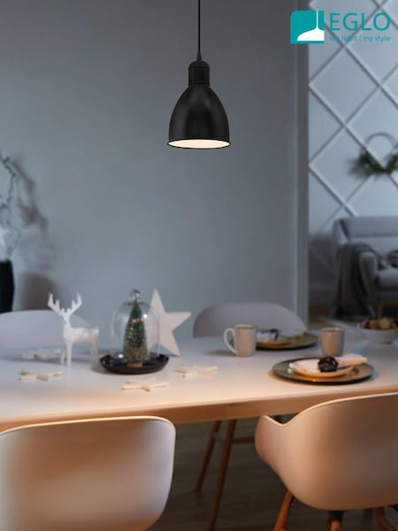 Eglo Black Priddy Single Pendant Ceiling Light (N44766) | £28