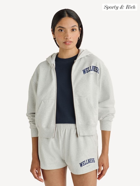 Sporty & Rich Grey Wellness Ivy Cropped Zip Hoodie (N44916) | £150