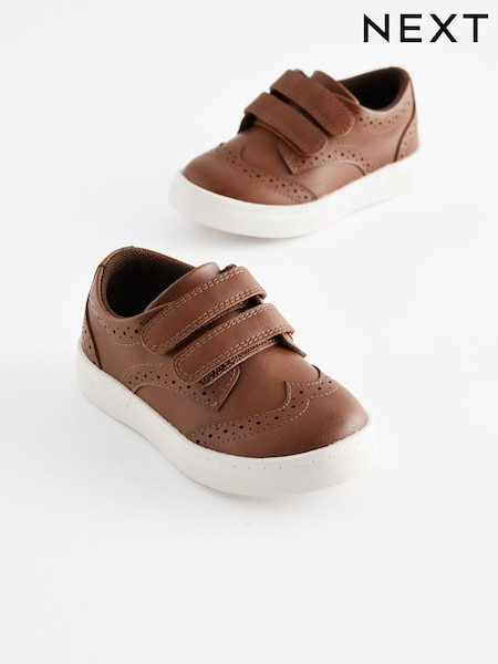 Tan Brown Standard Fit (F) Touch Fastening Brogues Shoes (N45371) | £18 - £22