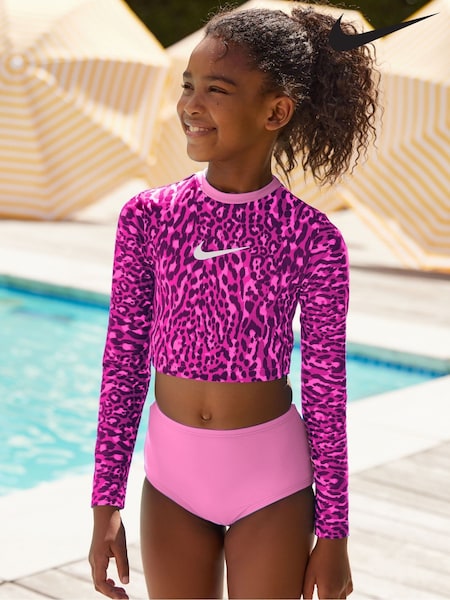 Nike Pink Swim Animal Print Long Sleeve Bikini Set (N45910) | £27