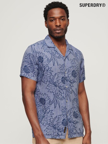 Superdry Blue Open Collar Print Shirt (N46433) | £39