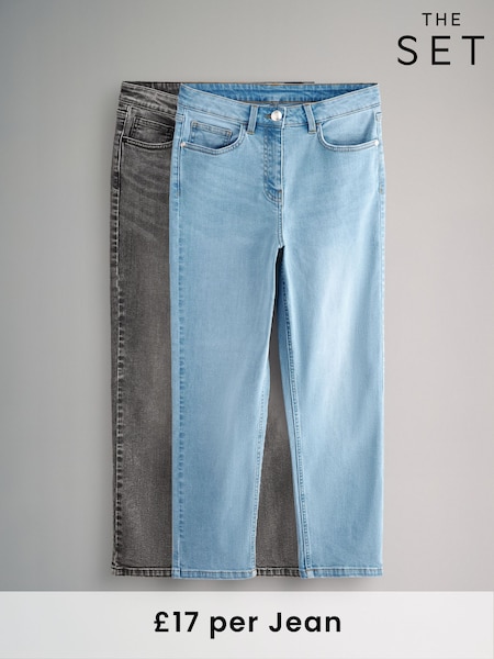 The Set Grey/Light Blue 2 Pack Denim Straight Leg Jeans (N46934) | £34
