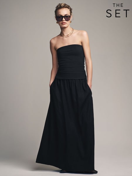 The Set Black/White 2 Pack Linen Blend Maxi Skirts (N47079) | £20