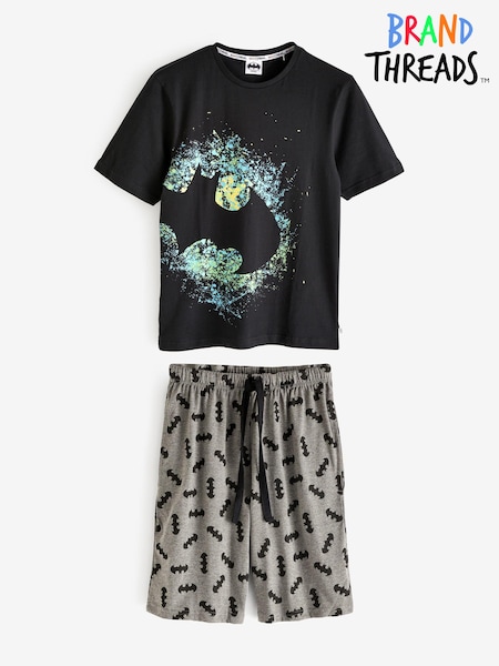 Brand Threads Jet Black Mens 100% Cotton Star Wars Mandalorian Short Pyjamas Set (N47291) | £22