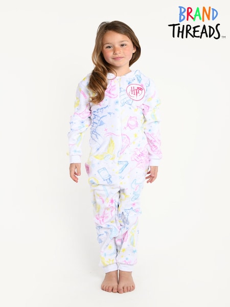 Brand Threads White Harry Potter Girls Hooded All-In-One (N47292) | £20