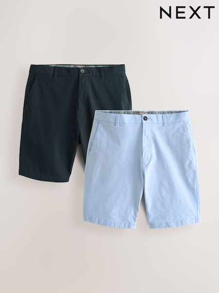 Navy/Light Blue Oxford Slim Fit Stretch Chino Shorts 2 Pack (N47452) | £38