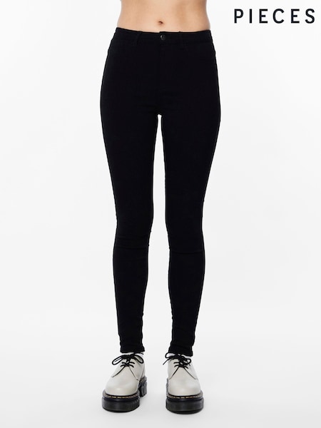 PIECES Black High Waist Jeggings With Linen (N47933) | £22