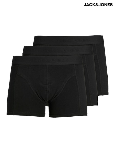 JACK & JONES Dark Black Logo 100% Cotton Boxers 3 Pack (N48008) | £25