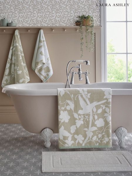 Laura Ashley Grey 100% Cotton Oriental Garden Towel (N48182) | £15 - £48