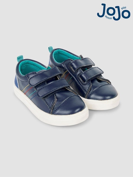 JoJo Maman Bébé Navy Leather Trainers (N49412) | £32.50