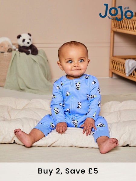 JoJo Maman Bébé Blue Print Zip Sleepsuit (N49464) | £16