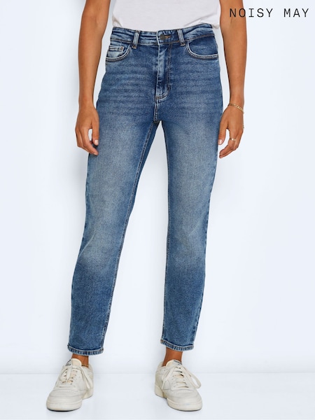 NOISY MAY Blue High Waisted Straight Leg Jeans (N49597) | £45