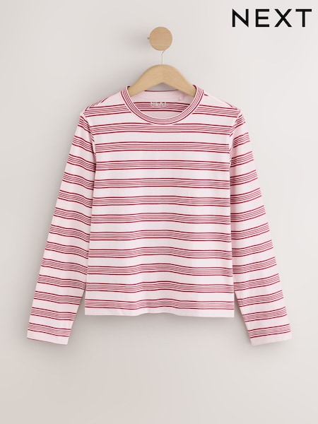 Pink Stripe - Long Sleeve Crew Neck T-shirt
