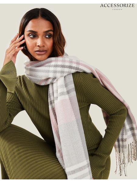 Accessorize White Pastel Check Blanket Scarf (N50754) | £24