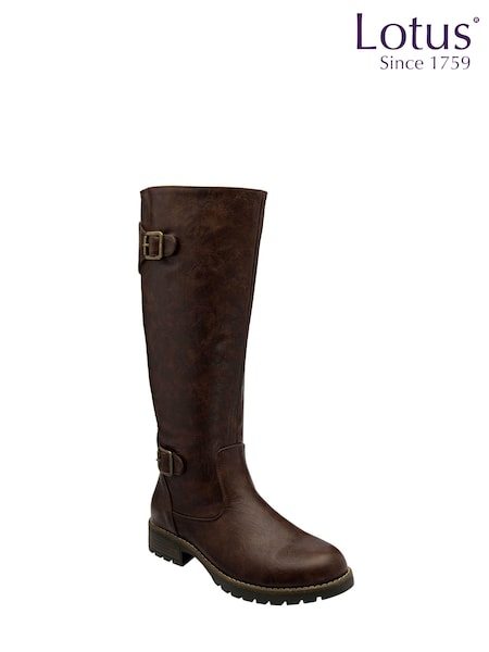 Lotus Brown Knee High Boots (N50841) | £75