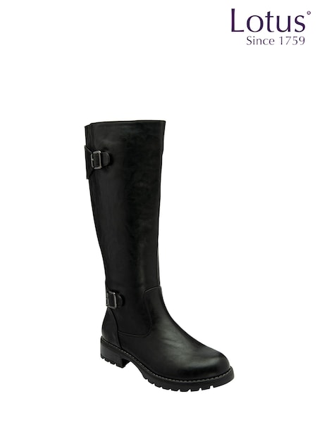 Lotus Black Knee High Boots (N50842) | £75