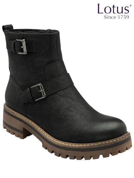 Lotus Black Zip-Up Ankle Boots (N50857) | £65