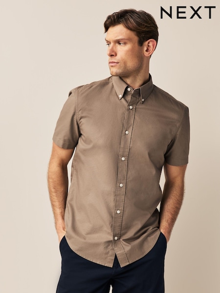 Stone Regular Fit Short Sleeve Oxford Shirt (N51100) | £24