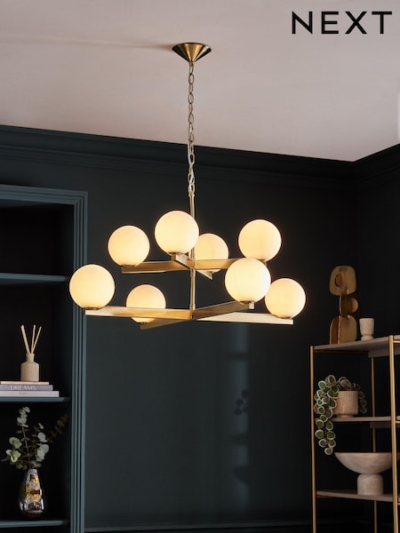 Brass Archie 8 Light Chandelier (N51159) | £250